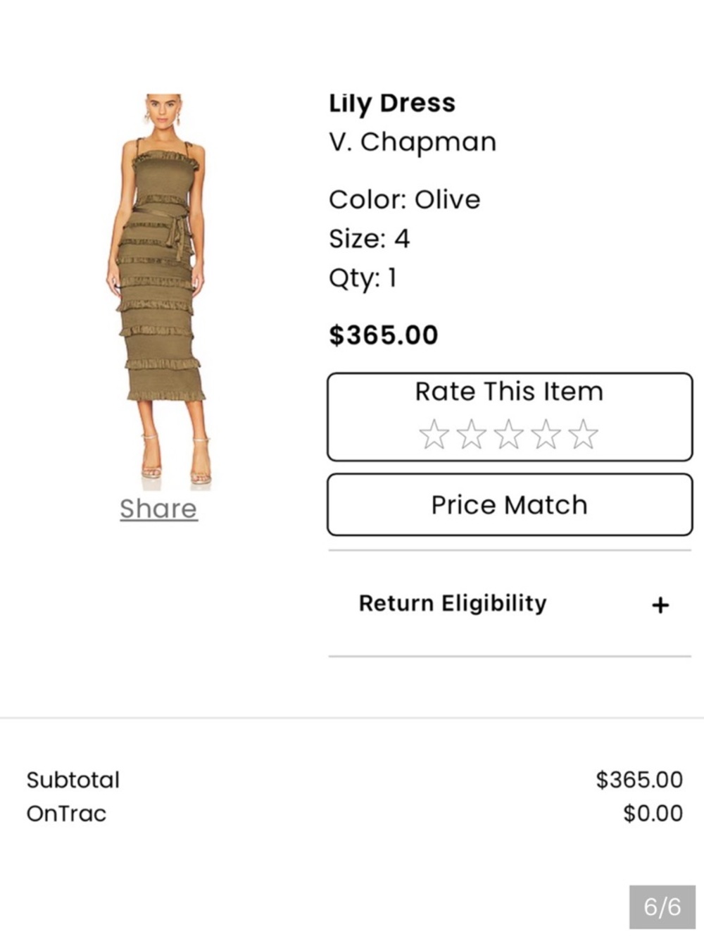 V. Chapman Ruffle-Trim Midi Dress in Olive - Picture 3 of 3